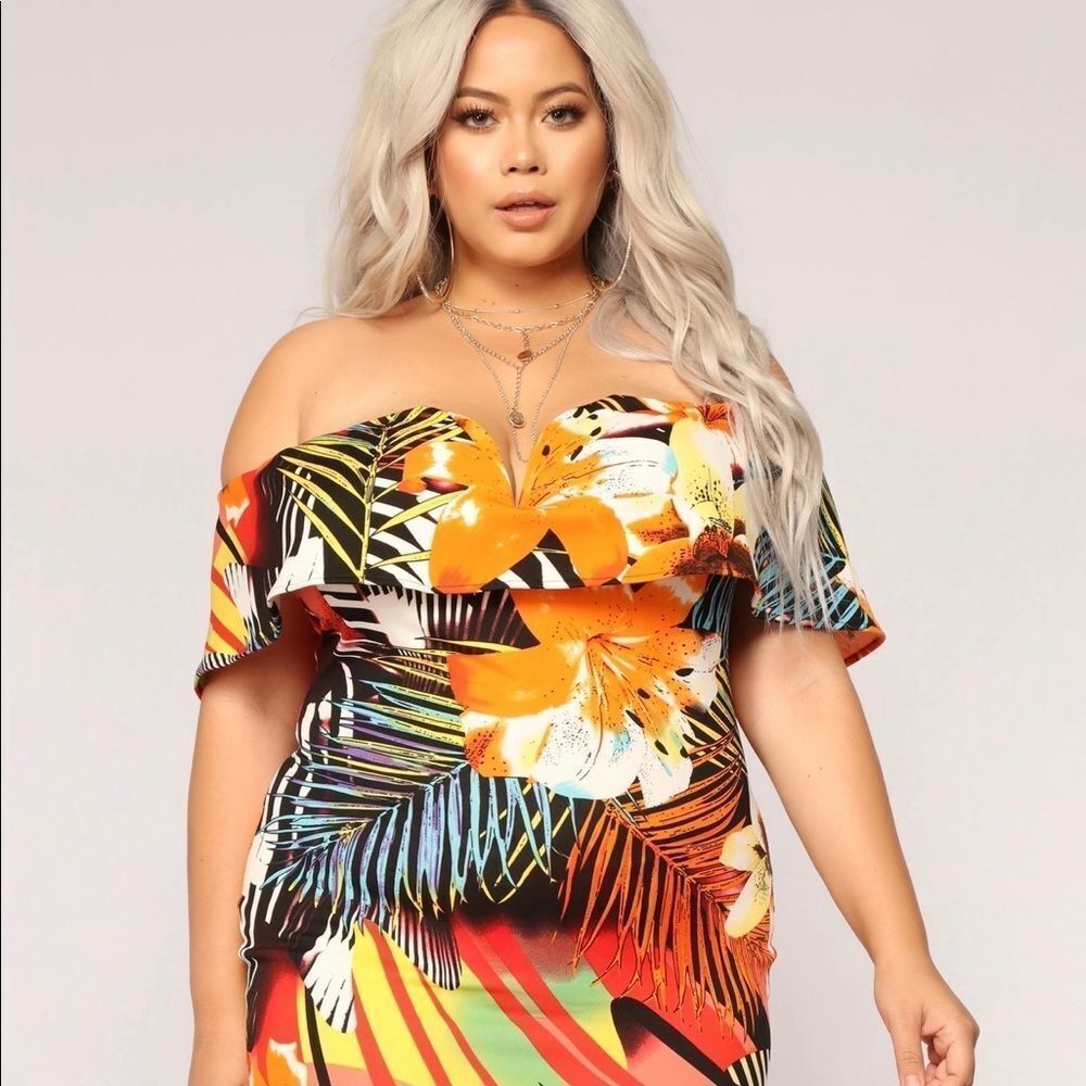 NWT Fashion Nova Hawaiian Gardens Tropical Dress